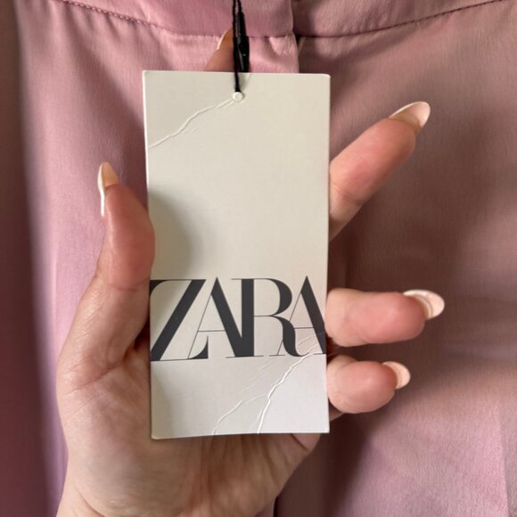 NWT ZARA PINK SATIN BUSTIER VEST & PANTS SET BLOGGER FAVE SIZE XS - Picture 9 of 13